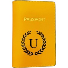 Harf Tasarımlı Deri Pasaport Kılıfı U