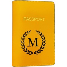 Harf Tasarımlı Deri Pasaport Kılıfı M
