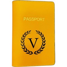 Harf Tasarımlı Deri Pasaport Kılıfı V