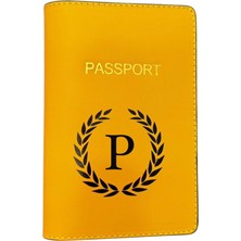 Harf Tasarımlı Deri Pasaport Kılıfı P