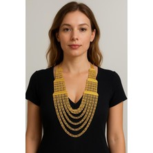 22 Ayar Altın Kaplama Madonna Kolye Urfa Akıtması Hint Kolye Çok Sıralı Gerdanlık