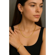 22 Ayar Altın Kaplama Gerdanlık Seti Kolye Küpe Bileklik Seti