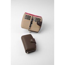 Cengiz Pakel Orta Boy Çıt Çıt Detaylı Kadın Cüzdan/portföy - 65300 - Kahve/vizon