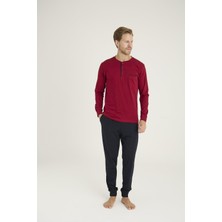 Kly Erkek Midi Yaka Uzun Kollu Pijama Takımı