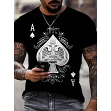 Erkekkısa Kollu Yuvarlak Yaka Desenli Viskon T-Shirt