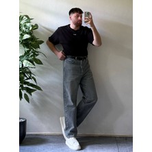 Gracht Erkek Siyah Oversize Basic Tişört Rahat Kesim Günlük Kombinler Için Uygun Yazlık Tshirt