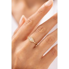 Nazar Gözlü Taşlı 14 Ayar Altın Yüzük