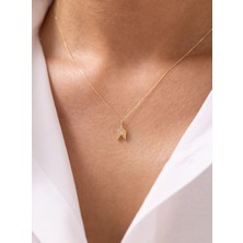 Melek Kanadı Taşlı 14 Ayar Altın Kolye