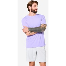 Domyos Erkek Bisiklet Yaka Kısa Kollu Spor Tişörtü - Mor