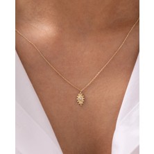 Inci Detaylı Mini Vintage 14 Ayar Altın Kolye