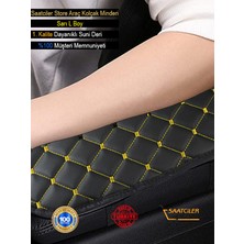 Citroen C1  (2005-2013) Mixgiftz Deri Oto Kolçak Kılıfı Örtüsü Capitone Süngerli Sarı Nakışlı