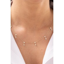 Minimal Taşlı 14 Ayar Altın Kolye