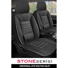Toyota Corolla I (Facelift 2005) 2.0 (155 Hp) Cvt-I 2008 Uyumlu  Taş Serisi Deri Siyah-Beyaz Oto Kılıfı Tam Set
