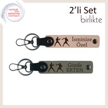Ring ve Dojo Ruhunu Buluşturan, Boks Temalı, Kişisel Yazılı Anahtarlık, Yavru Ağzı-Kül Gri