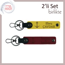 Fırtınalı Denizlerde Dayanıklılığı Temsil Eden Hediye, Çıpa Desenli Isimli Anahtarlık, Sarı-Bordo