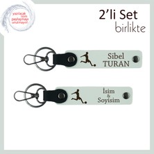 Kız Sevgiliye Futbol Ruhunu Taşıyan Hediyelik, Kişisel Isimler Yazılabilir Anahtarlık, Beyaz-Beyaz