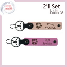 Aslan Motifli Doğum Günü Hediyesi, Erkek Kardeşe Kalıcı Yazılabilir Anahtarlık, Yavru Ağzı-Pembe