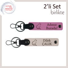 Mırıldayan Kalbin Yansıması, Pati Temalı, Kişisel Yazılı Anahtarlık Takımı, Pembe-Pudra