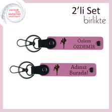 Boks Motifli Güç Vurgulu Tasarım, Erkek Kardeşe Kişisel Isimli Anahtarlık Hediye Seti, Pembe-Pembe