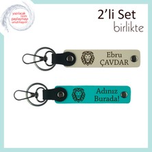 Aslan Motifli Erkek Kardeşe Uygun Armağan, Güçlü Tarz Temalı Anahtarlık Takımı, S Kahve-Koyu Turkuaz