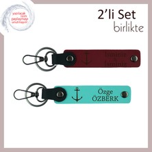 Gemi Temalı Hediyelik Arayanlara Seçkin Seçenek, Çıpa Desenli Anahtarlık Takımı, Bordo-Turkuaz