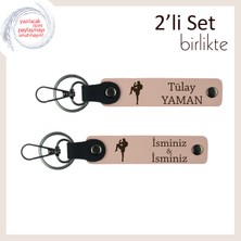 Kız Kardeşe Tekvando Figürlü Şık Hediye, Doğum Gününe Uygun Deri Anahtarlık, Yavru Ağzı-Yavru Ağzı