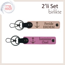 Denize Tutkulu Kardeşe Hediye, Gemici Figürlü Kişisel Anahtarlık Seti, Yavru Ağzı-Pembe