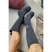 022 222551 Topukla Kadın Hakiki Deri Yandan Fermuarlı Doldu Taban Çizme