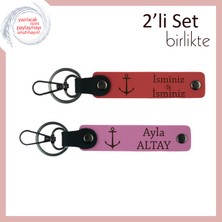 Yelkenli Kulübü Hediyelikleri Arasında Seçkin Seçenek, Kişiye Özel Deri Anahtarlık, Nar Çiçeği-Pembe