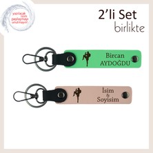 Kız Arkadaşa Tekvando Temalı Kalıcı Hediye, Isim Yazılabilir Anahtarlık, Fıstık Yeşil-Yavru Ağzı