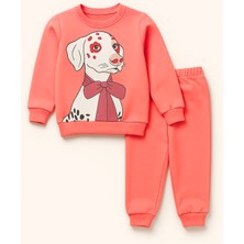 Kız Çocuk Dalmaçyalı Köpek Desenli Pijama Takımı Pembe