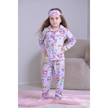Labubu Kız Çocuk Pijama Takımı Lila-Pembe