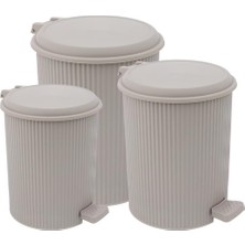Omnipazar ELF-N320 Nostalji 3 Boy Plastik Pedallı Çöp Kovası