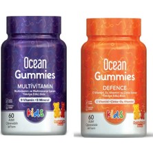 Ocean Gummies Kids Defence 60 Jel + Ocean Gummies Multivitamin 60 Jel – Çiğnenebilir Takviye Edici Gıda