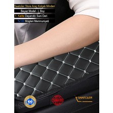 Bmw 1 Serisi E87 2005-2011 Mixgiftz Deri Oto Kolçak Kılıfı Örtüsü Capitone Süngerli Beyaz Nakışlı