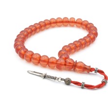 Usta Işi Basık Model Açık Kırmızı Iran Necef Bağa Tesbih Iri Boy 002