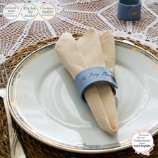 Mavi Renk, Aile ve Misafir Sofralarınıza Estetik Dokunuş, Isminize Özel Mesajlı, 4' Lü Peçetelik Set