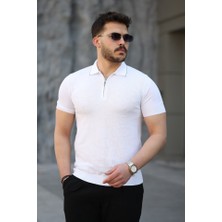 Erkek Viskon Kumaş Polo Yaka Desenli Tişört