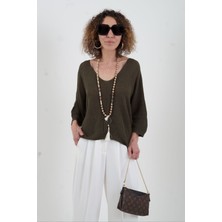 Haki Pike Örgü Triko