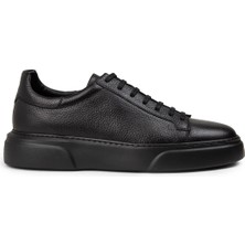 Deery Erkek Hakiki Deri Siyah Sneaker Ayakkabı - M2501MSYHP06