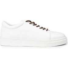 Deery Erkek Hakiki Deri Beyaz Sneaker Ayakkabı - 02004MBYZC01