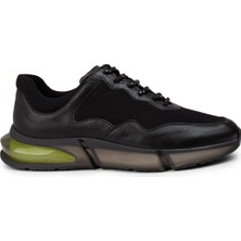 Deery Erkek Siyah Hakiki Deri Sneaker Ayakkabı - 01725MSYHE09