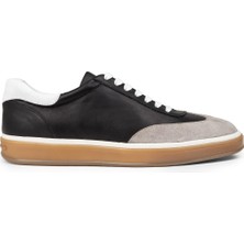 Deery Erkek Hakiki Deri Siyah Sneaker Ayakkabı - 01997MSYHC01