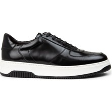 Deery Erkek Hakiki Deri Siyah Sneaker Ayakkabı - 01965MSYHE09