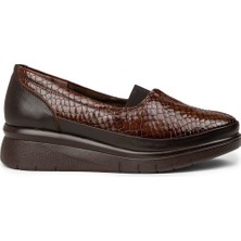 Deery Kadın Hakiki Deri Kahverengi Dolgu Topuk Günlük Ayakkabı - N0012ZKHVC01