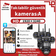 2'li Paket - Sım Kartlı 4g-6mp Üç Lensli Güvenlik Kamerası: Üçlü Ekran, Hd Görüntü, Hareket Algılama ve Takip, 360° Görüş Açısı, IP66 Su Geçirmez, Gece Görüşü, Iki Yönlü Ses, Ses ve Işık Alarmı