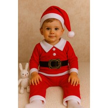 Erkek Çocuk Yılbaşı Noel Baba Temalı , Kemerli , 3 Parça Kışlık Polar Takım, Yılbaşı Kostüm