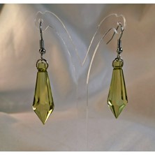 Crystal Atelier Yeşil Kristal Taşlı Zarif Tasarım Küpe, Işıltılı Uzun Sallantılı Şık Kadın Küpe, Gece ve Günlük Kombinlere Uygun Modern Aksesuar, Kristal Moda Takı, Yeşil Boncuk Küpe, Hediyelik Küpe