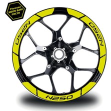 Neon Sarı Bajaj N250 Geniş Jant Sticker Etiket Modeli