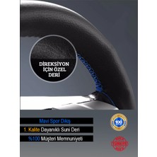 Çınarrium Ford Cmax Özel Süper Deri Direksiyon Kılıfı, Dikmeli Mavi Spor Dikişli